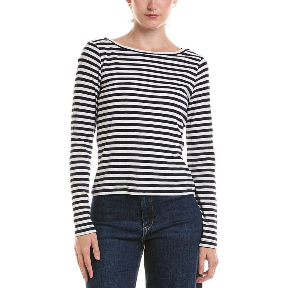 Nic+Zoe Womens  Stripe Cape Rib Modern Boat T-Shirt